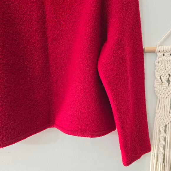 Lands' End 100% Wool Button Up Sweater Cardigan Red Vintage Size 12 - Picture 10 of 15